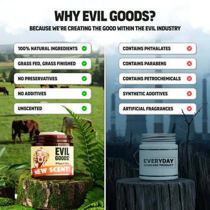 EVIL GOODS! Whipped Beef Tallow & Manuka Honey Organic Nourishing Face Cream Moisturizer Body Lotion Skin Care Lip Balm Hydrating Moisturizing 100% Natural Ingredients - Oil