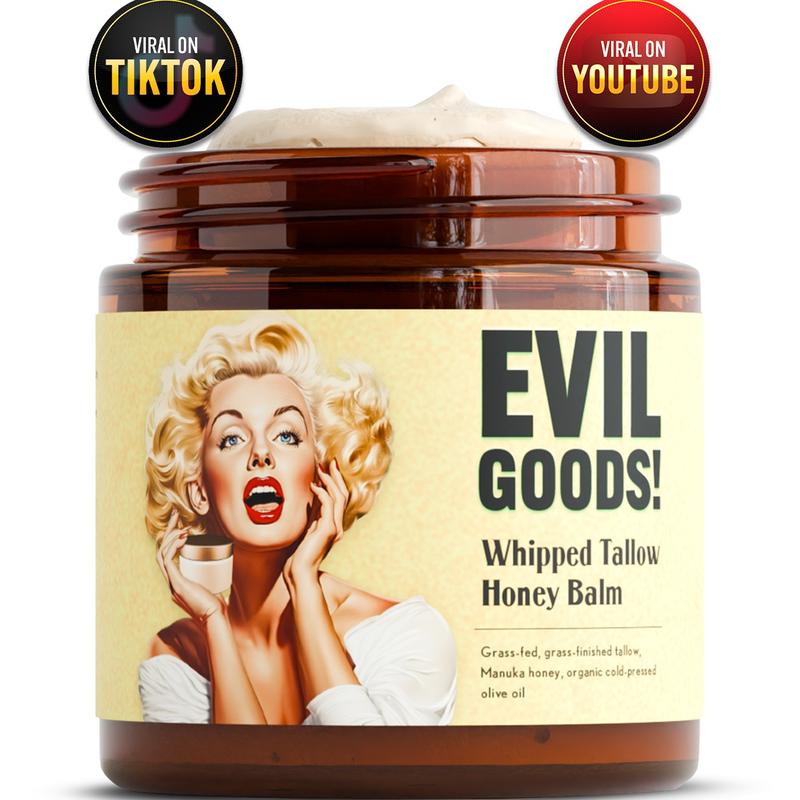 EVIL GOODS! Whipped Beef Tallow & Manuka Honey Organic Nourishing Face Cream Moisturizer Body Lotion Skin Care Lip Balm Hydrating Moisturizing 100% Natural Ingredients - Oil