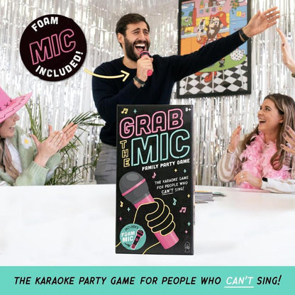 Grab The Mic - Karaoke-Style Game with Foam Microphone, 125 Word Cards, Game Board, Player Tokens & Easy-to-Follow Instructions