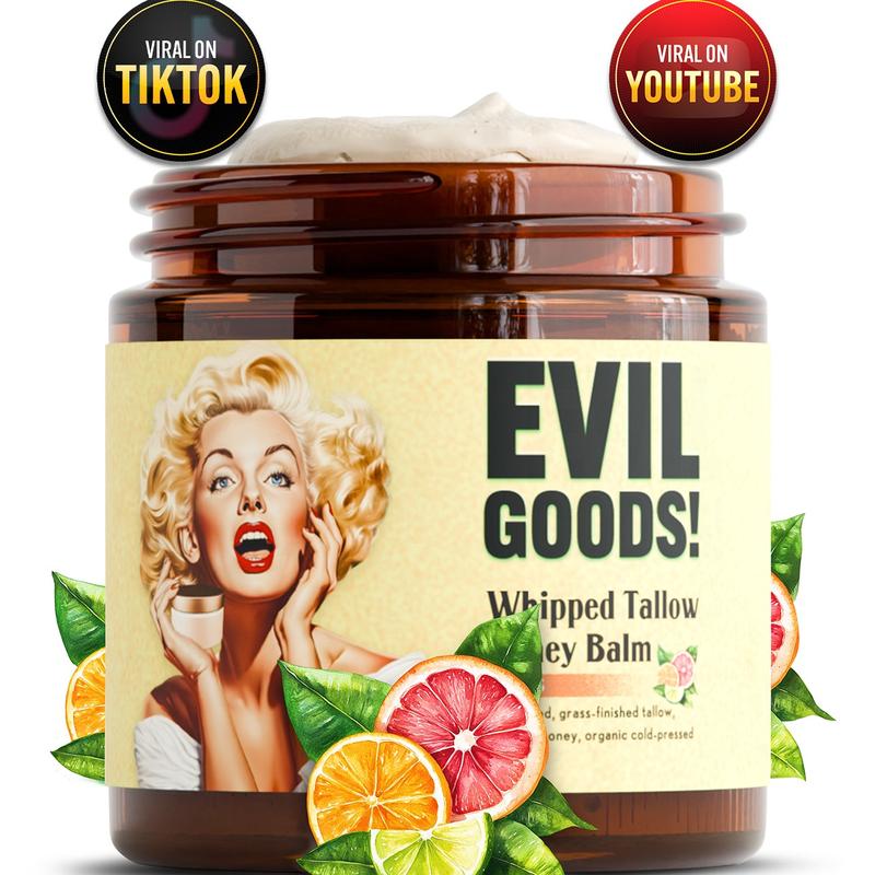 EVIL GOODS! Whipped Beef Tallow & Manuka Honey Organic Nourishing Face Cream Moisturizer Body Lotion Skin Care Lip Balm Hydrating Moisturizing 100% Natural Ingredients - Oil