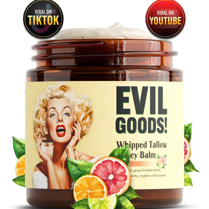 EVIL GOODS! Whipped Beef Tallow & Manuka Honey Organic Nourishing Face Cream Moisturizer Body Lotion Skin Care Lip Balm Hydrating Moisturizing 100% Natural Ingredients - Oil