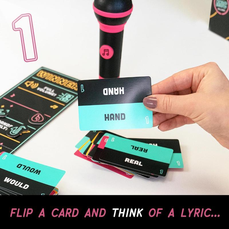 Grab The Mic - Karaoke-Style Game with Foam Microphone, 125 Word Cards, Game Board, Player Tokens & Easy-to-Follow Instructions