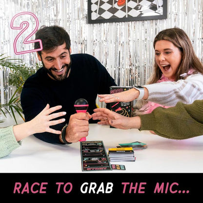 Grab The Mic - Karaoke-Style Game with Foam Microphone, 125 Word Cards, Game Board, Player Tokens & Easy-to-Follow Instructions