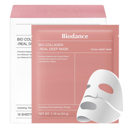 Bio-Collagen Real Deep Mask, Hydrating Overnight Hydrogel Mask, Pore Minimizing, Elasticity Improvement, Korean Skincare | 1.19oz(34g) x 4ea