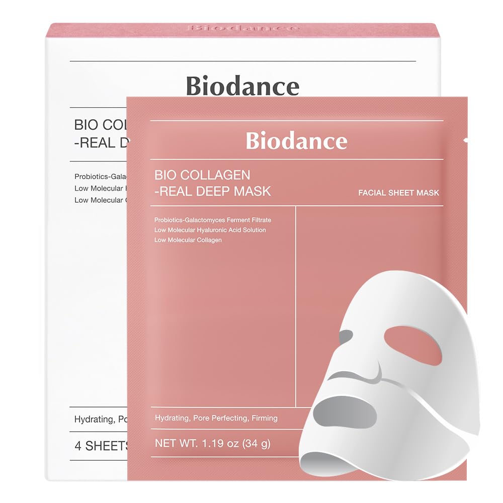 Bio-Collagen Real Deep Mask, Hydrating Overnight Hydrogel Mask, Pore Minimizing, Elasticity Improvement, Korean Skincare | 1.19oz(34g) x 4ea
