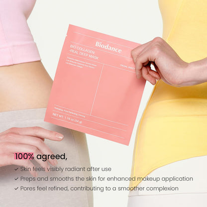 Bio-Collagen Real Deep Mask, Hydrating Overnight Hydrogel Mask, Pore Minimizing, Elasticity Improvement, Korean Skincare | 1.19oz(34g) x 4ea