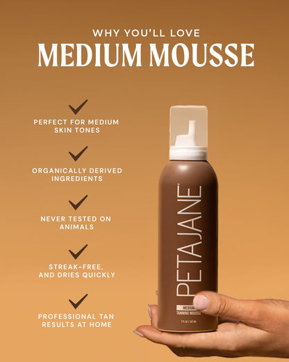 Dark Tanning Mousse 7oz - Made in the USA - Streak-Free, Lightweight, Non-Sticky, Fast-Absorbing, Vegan, Sunless Tanner for All Skin Types