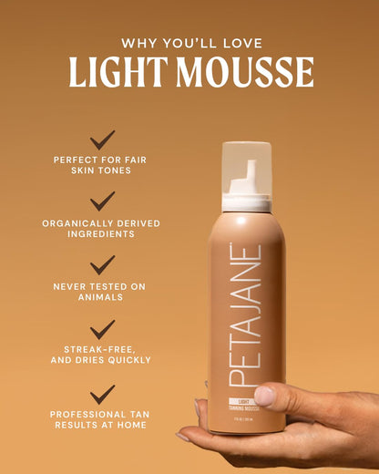 Dark Tanning Mousse 7oz - Made in the USA - Streak-Free, Lightweight, Non-Sticky, Fast-Absorbing, Vegan, Sunless Tanner for All Skin Types