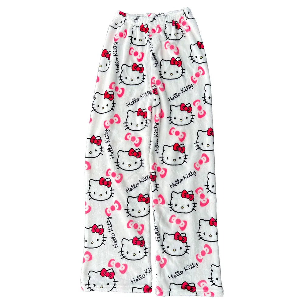 Hello kitty pyjamas Pajama bottoms pants fleece cozy trousers y2k sleepware pjs valentines gift soft pj kawaii boyfriend pants