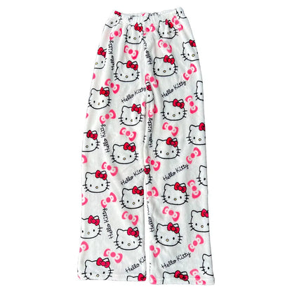 Hello kitty pyjamas Pajama bottoms pants fleece cozy trousers y2k sleepware pjs valentines gift soft pj kawaii boyfriend pants
