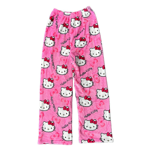 Hello kitty pyjamas Pajama bottoms pants fleece cozy trousers y2k sleepware pjs valentines gift soft pj kawaii boyfriend pants