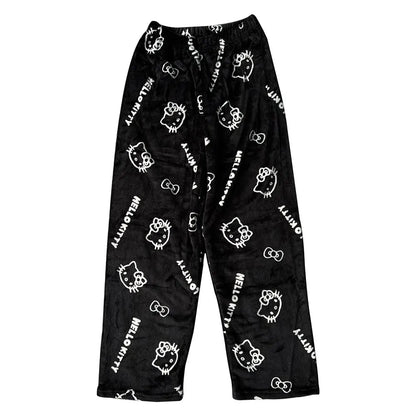 Hello kitty pyjamas Pajama bottoms pants fleece cozy trousers y2k sleepware pjs valentines gift soft pj kawaii boyfriend pants