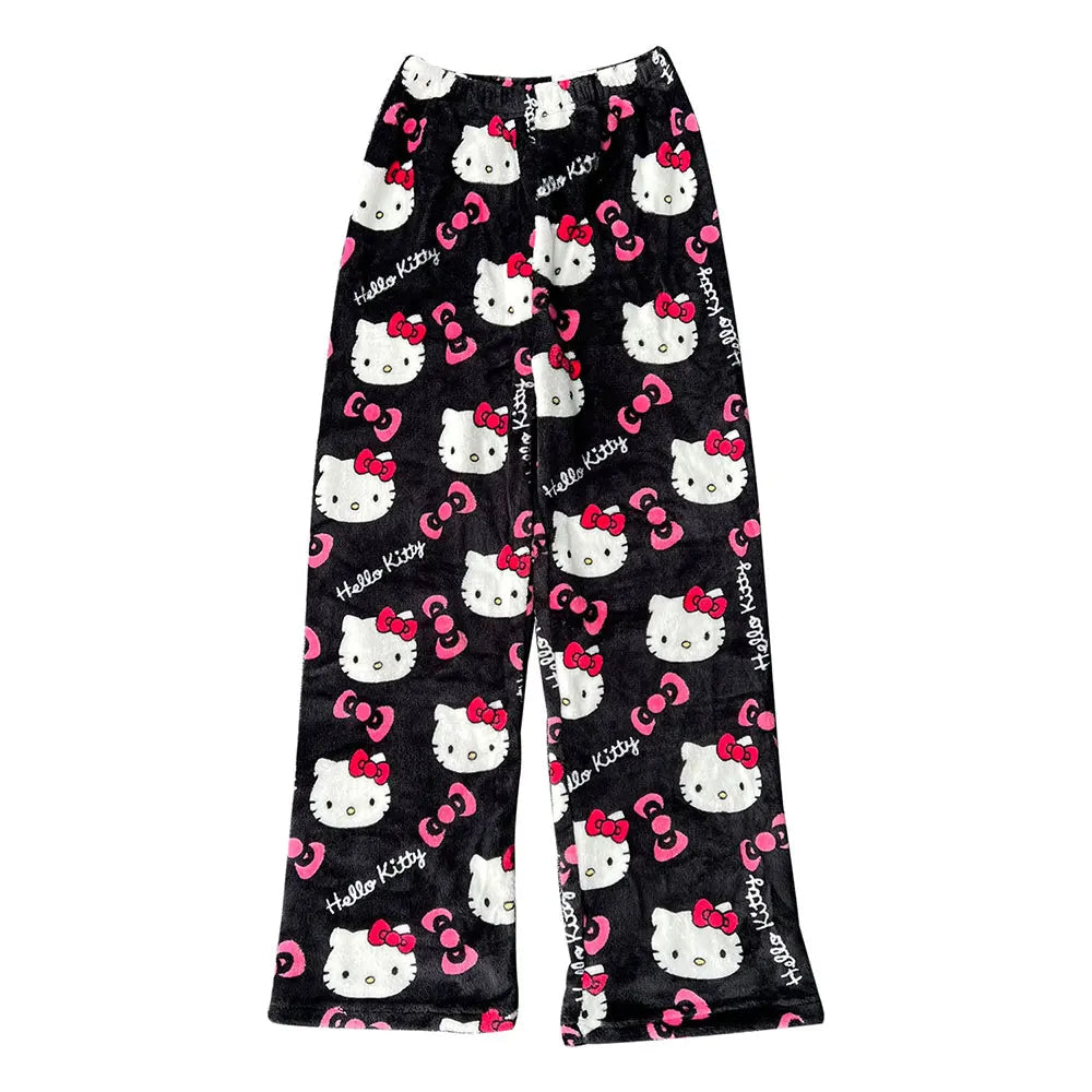Hello kitty pyjamas Pajama bottoms pants fleece cozy trousers y2k sleepware pjs valentines gift soft pj kawaii boyfriend pants