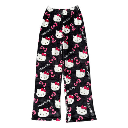 Hello kitty pyjamas Pajama bottoms pants fleece cozy trousers y2k sleepware pjs valentines gift soft pj kawaii boyfriend pants