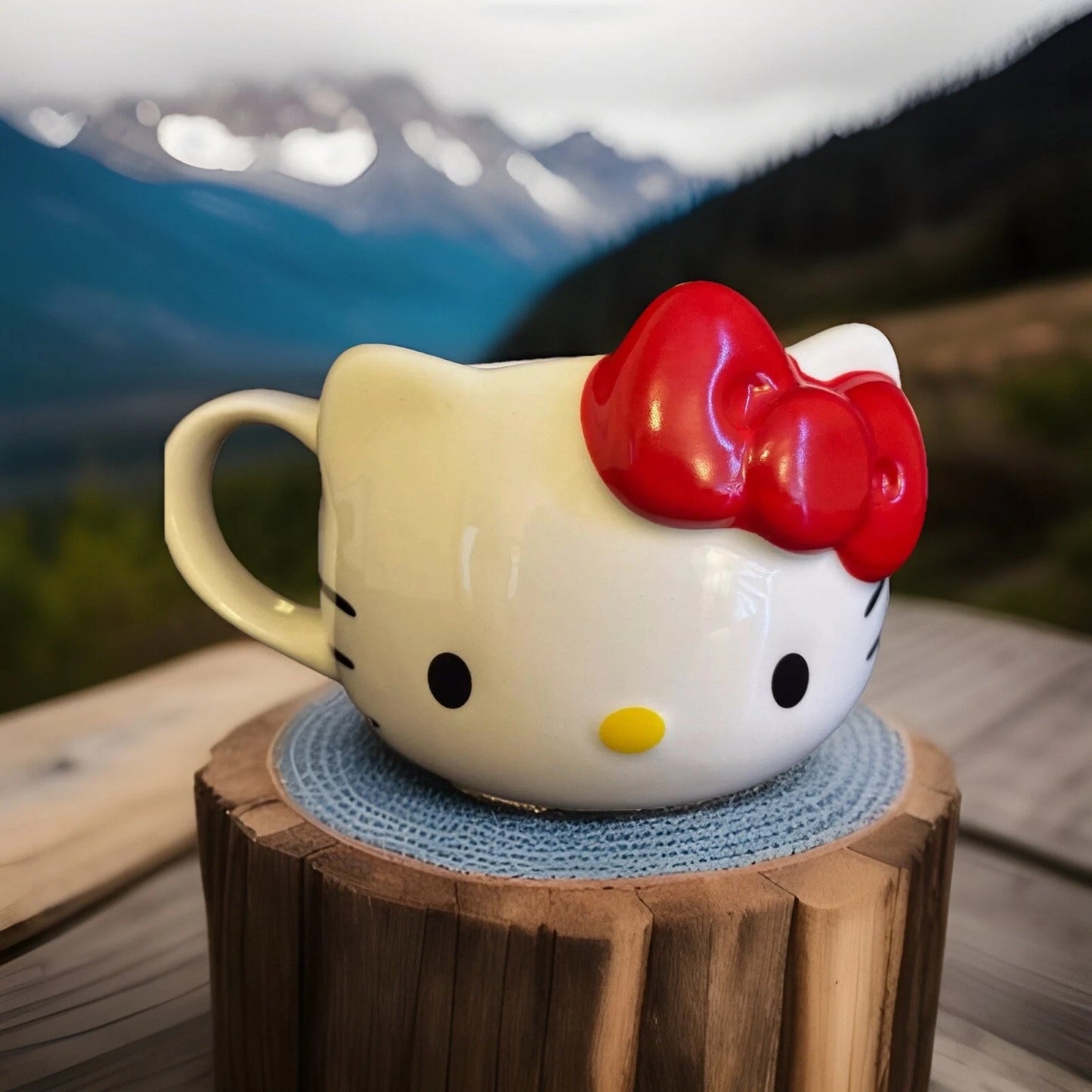 Hello Kitty Red Bow Sculpted 20oz Ceramic Hot/cold Mug Birthday Gift NEW