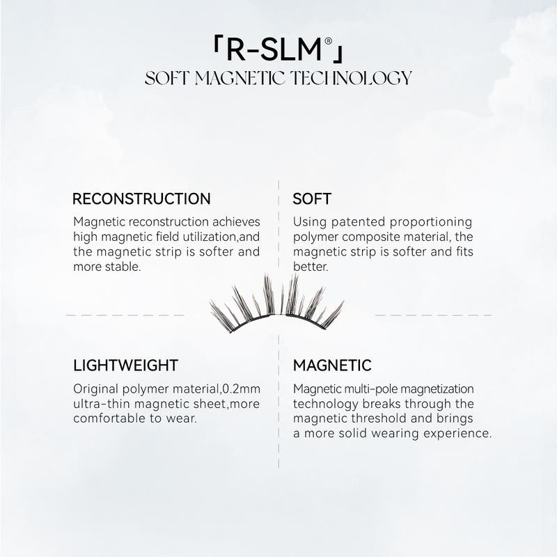 Wosado Soft Magnetic Eyelashes All-in-One Box, Destination Collection, Reusable, Glue-Free, Waterproof, Lightweight, Natural Style, Makeup Cosmetic