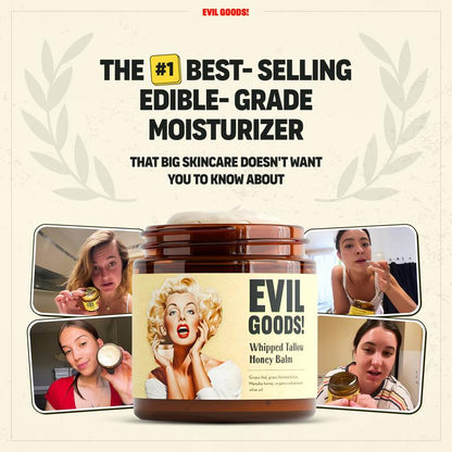 EVIL GOODS! Whipped Beef Tallow & Manuka Honey Organic Nourishing Face Cream Moisturizer Body Lotion Skin Care Lip Balm Hydrating Moisturizing 100% Natural Ingredients - Oil