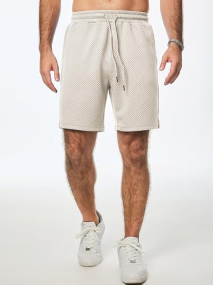 Men's Texture Shorts with 3 Pockets 2025 Summer Casual Loose Shorts Elastic Waist