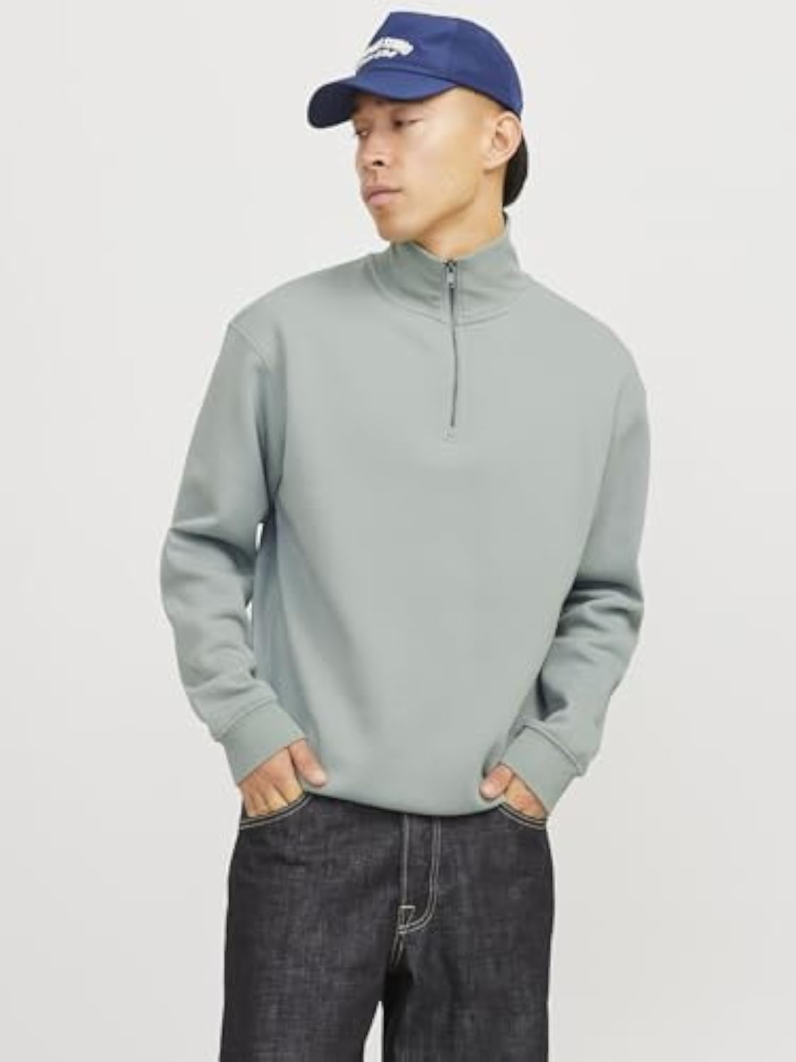 Male Sweatshirt with Half Zip Plain Sweatshirt with Half Zip
