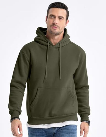 Men's Hooded Pullover Long Sleeve Pullover Plain Sweatshirts Basic Sweat Hoodie